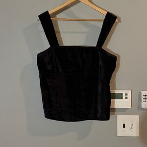 Anthropologie PILCRO Black Velvet Flyaway Top‎ Sz L Open Back Sexy Whimsgoth